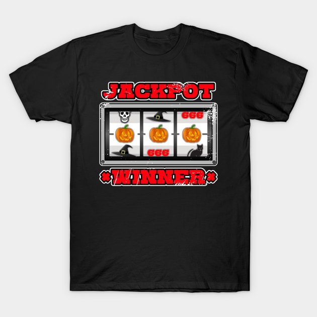 Pumpkin Casino Slot Machine Halloween Gambling T-Shirt by Redmanrooster